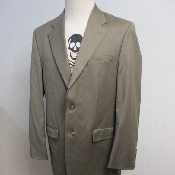 Polo Ralph Lauren Sport Coat Men Blazer 40L 100% Wool Beige Brown 2 Button - Picture 1 of 13